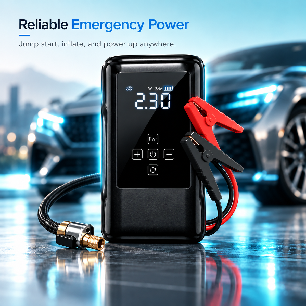 Solvexis™ 2-in-1 Portable Car Jump Starter + Tyre Inflator