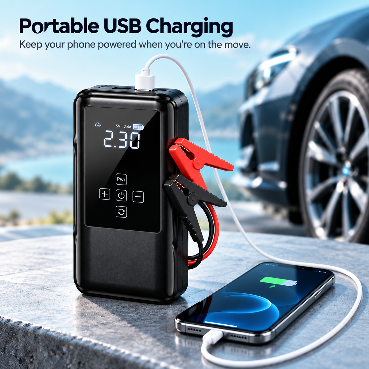 Solvexis™ 2-in-1 Portable Car Jump Starter + Tyre Inflator